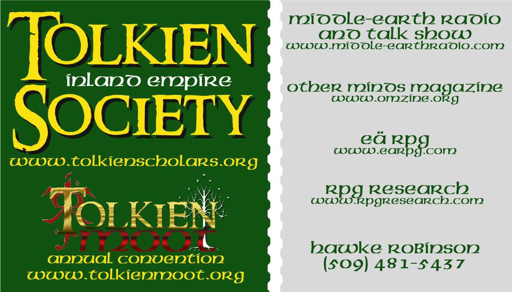 Ea Tolkien Society upcoming meeting reminder for September 18th, 2021